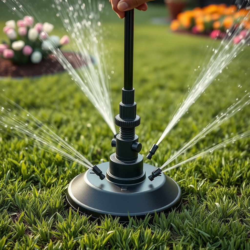 oscillating sprinkler in action